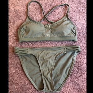 Xhilaration Ribbed Bikini Top and Bottom in Olive
